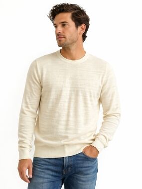 Club Monaco Men's Cream Crewneck Sweater